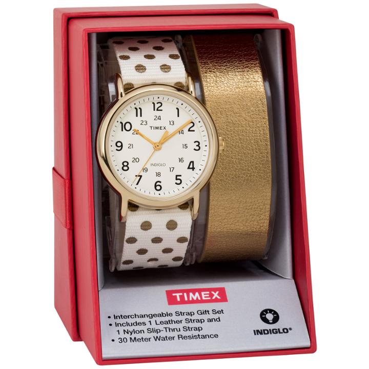 Timex Weekender 38 Box Set Womens White 2-pc. Watch Boxed Set-twg015200jt