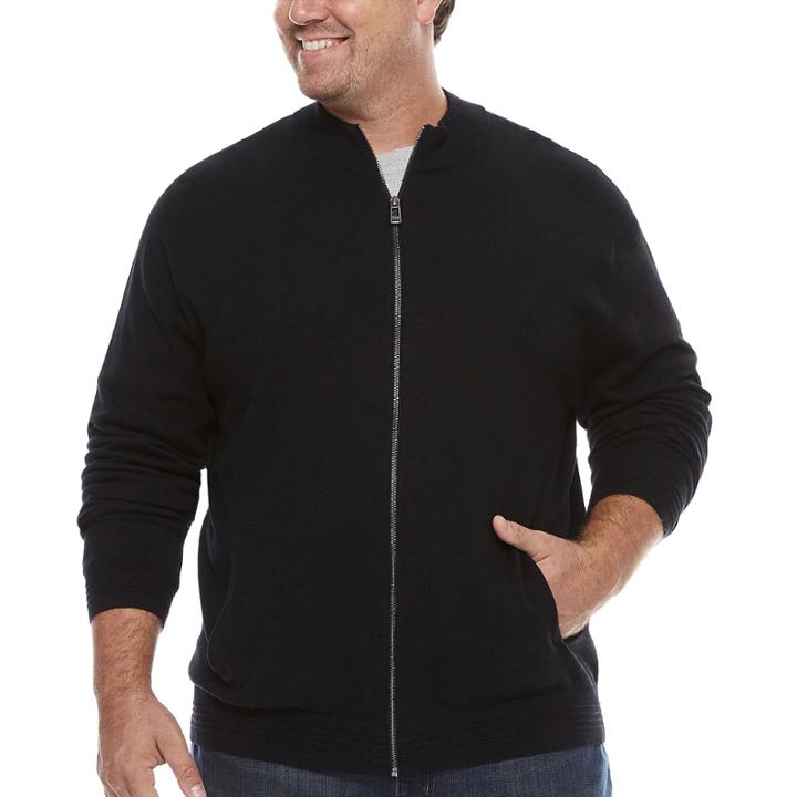 Claiborne Long Sleeve Fullzip Knit Cardigan Big And Tall