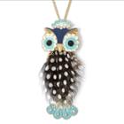 Decree Silver-tone Owl Feather Pendant Necklace