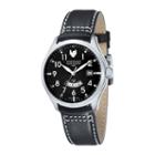 Swiss Eagle Ranger Mens Black Dial Black Calfskin Strap Gmt Watch Se-9059-01