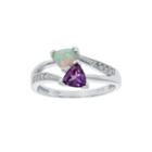 Lab-created Opal And Genuine Amethyst Sterling Silver Ring