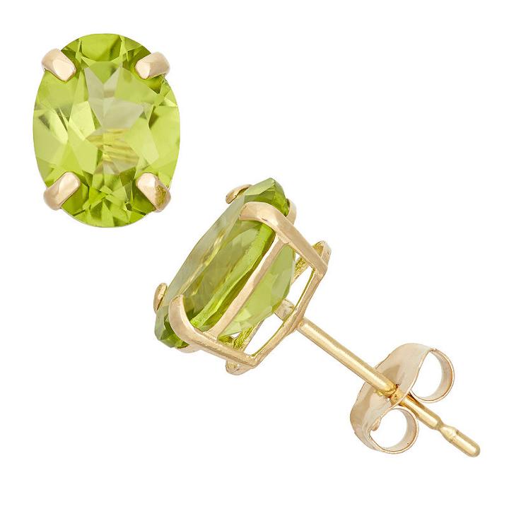 Genuine Green Peridot 8mm Stud Earrings