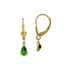 Genuine Emerald 14k Yellow Gold Pear Drop Earrings
