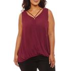 Worthington Sleeveless Surplice Woven Tank Top - Plus