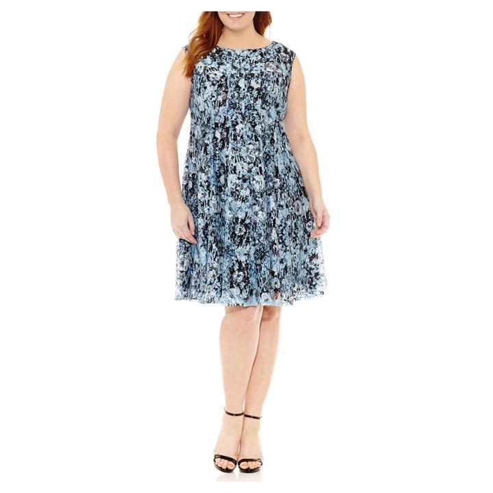 Danny & Nicole Sleeveless Floral Fit & Flare Dress-plus