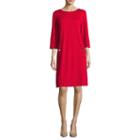 Liz Claiborne 3/4-sleeve Shift Dress With Gold Buttons