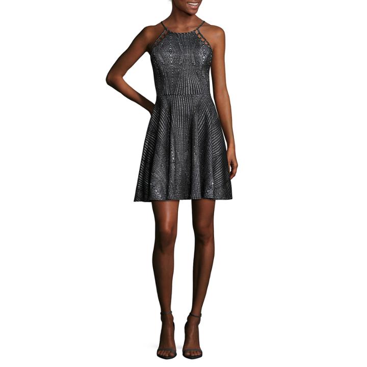 City Triangle Sleeveless Skater Dress-juniors