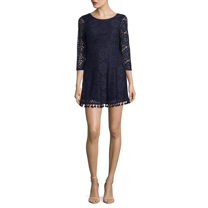 Speechless 3/4 Sleeve Skater Dress-juniors