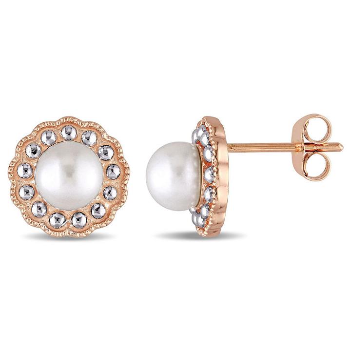 Genuine White Pearl 10.3mm Stud Earrings