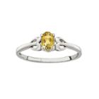 Womens Genuine Yellow Citrine Sterling Silver Delicate Ring