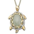 Jade Turtle Pendant Necklace 14k/sterling Silver