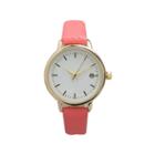Olivia Pratt Womens Date Display Dial Coral Leather Watch 15421