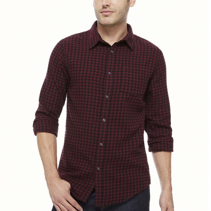 Jf J.ferrar Long Sleeve Gingham Button-front Shirt