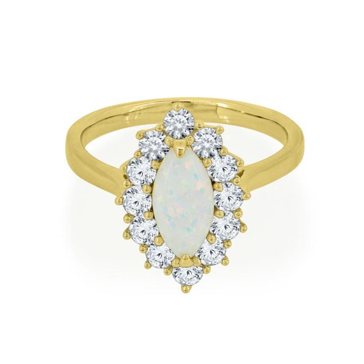 Womens Lab Created Opal 14k Gold Over Silver Cocktail Ring
