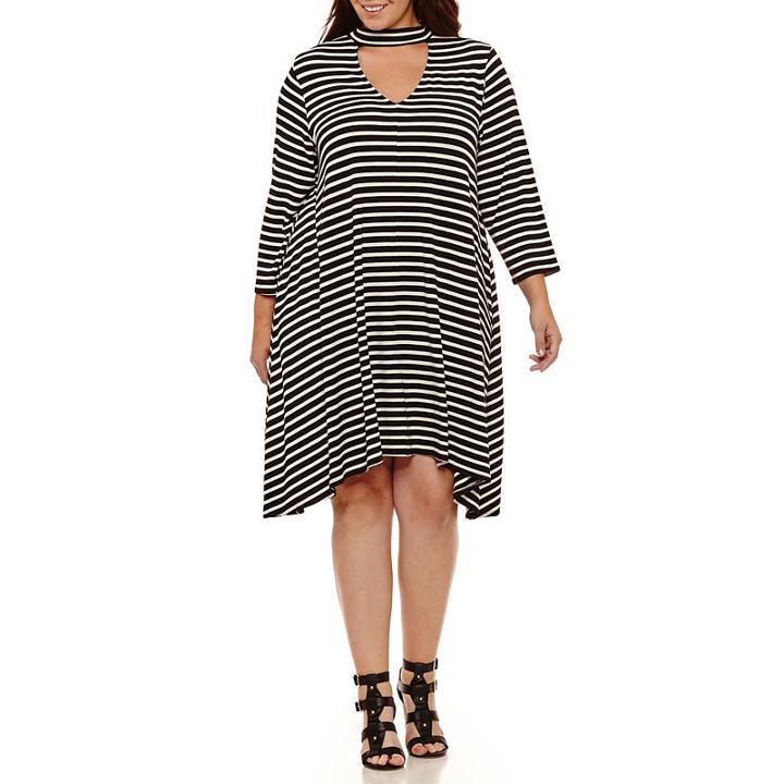 Boutique + 3/4 Sleeve A-line Dress - Plus