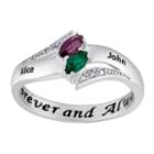 Personalized Diamond-accent Couple's Name Marquise Birthstone Ring