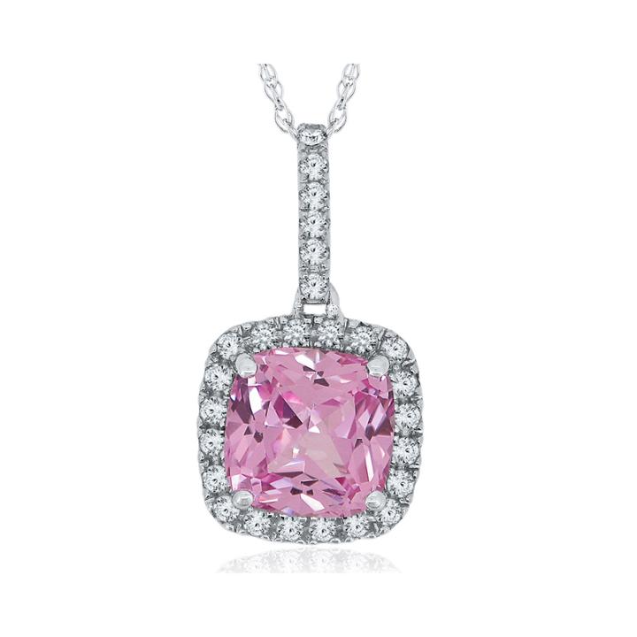 Lab-created Pink & White Sapphire Sterling Silver Pendant Necklace