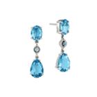 Genuine Blue Topaz 14k White Gold Dangle Earrings