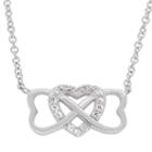 Diamonart Womens 1/3 Ct. T.w. White Cubic Zirconia Sterling Silver Heart Pendant Necklace