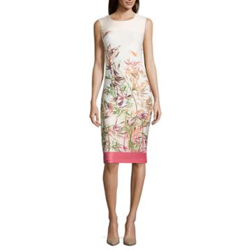 J Taylor Sleeveless Leaf Sheath Dress