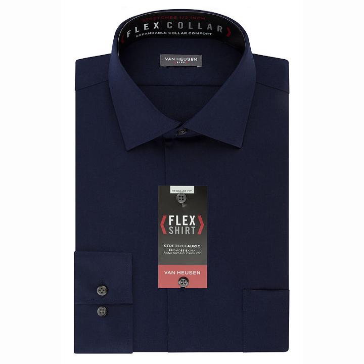 Van Heusen Flex Collar Stretch Long Sleeve Twill Dress Shirt
