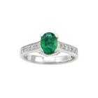 Limited Quantities Genuine Emerald & 3/8 Ct. T.w. Diamond 14k White Gold Ring