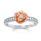 Enchanted By Disney 1/5 C.t.t.w. Diamond 10k White & Rose Gold Belle Rose Ring