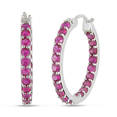 Lab-created Ruby Sterling Silver Inside-out Hoop Earrings