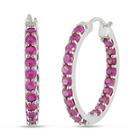 Lab-created Ruby Sterling Silver Inside-out Hoop Earrings