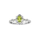 Womens Diamond Accent Genuine Green Peridot Sterling Silver Delicate Ring