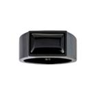 Mens Black Agate Stainless Steel Black Band Ring