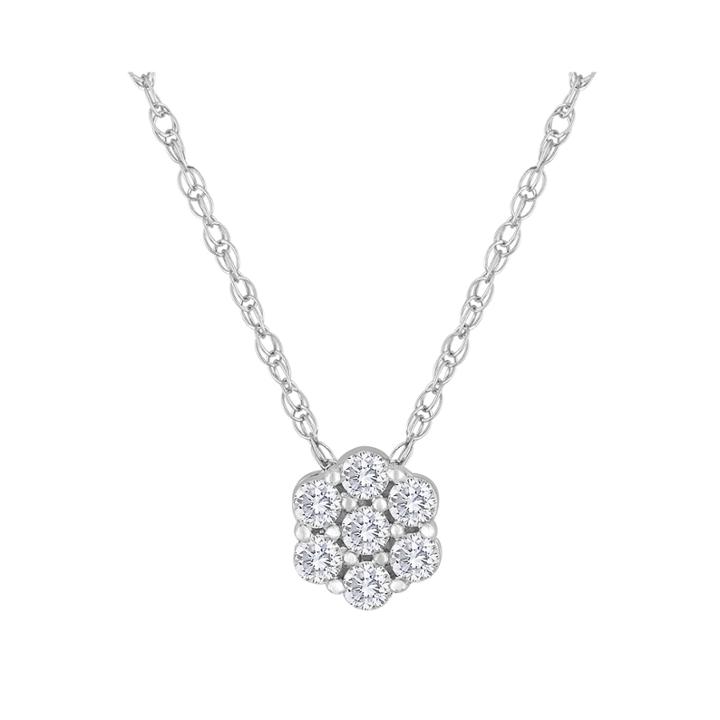 Diamond Blossom 1/3 Ct. T.w. Diamond 10k White Gold Cluster Pendant Necklace