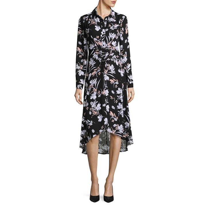 Worthington Long Sleeve Floral Corset Maxi Dress
