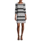 Studio 1 3/4 Sleeve Puff Print Shift Dress-petites