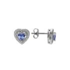 Journee Collection Genuine Tanzanite And White Topaz Heart Stud Earrings
