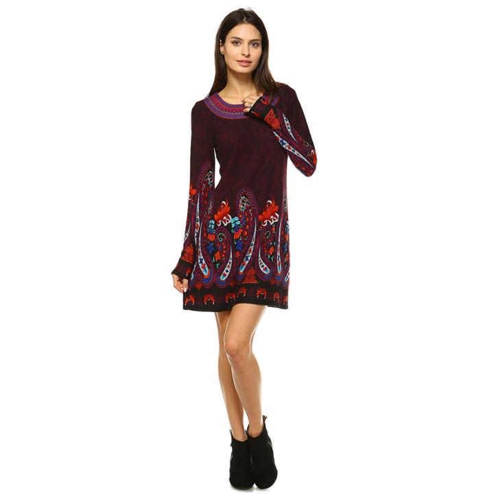 White Mark Sandrine Embroidered Sweater Dress