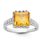 Womens Genuine Citrine Yellow Sterling Silver Cocktail Ring