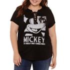 Short Sleeve V Neck Mickey Mouse Graphic T-shirt