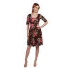 24seven Comfort Apparel Gemma Brown Floral Fit Andflare Mini Dress