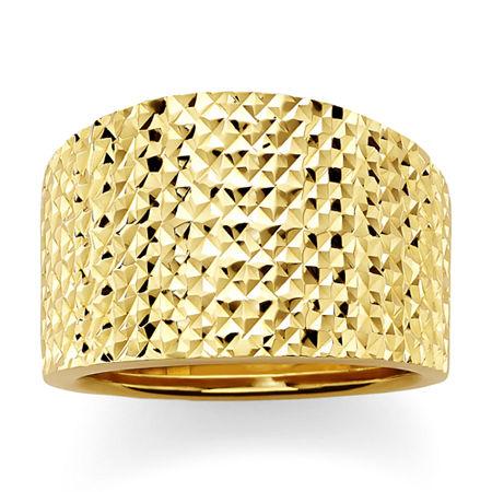 14k Yellow Gold Textured Wide Ring