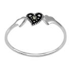 Itsy Bitsy&trade; Sterling Silver Triple-heart Marcasite Ring