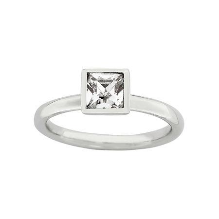 Personally Stackable Sterling Silver April Birthstone Crystal Ring