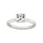 Personally Stackable Sterling Silver April Birthstone Crystal Ring