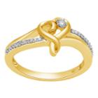 Hallmark Diamonds Womens 1/10 Ct. T.w. Genuine Diamond White 14k Gold Over Silver Heart Cocktail Ring