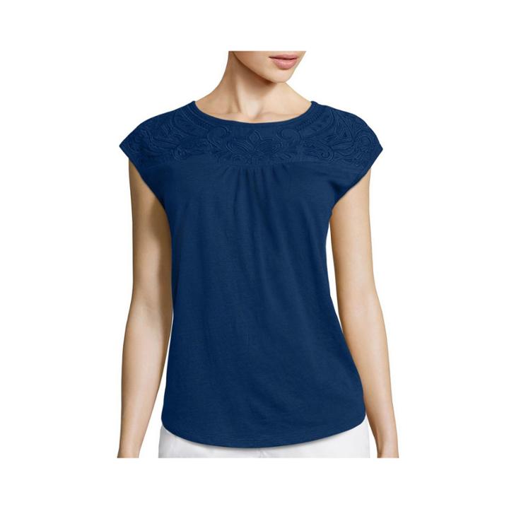 Liz Claiborne Sleeveless Embellished-yoke Tee - Tall
