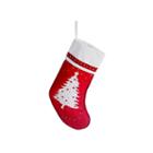 22 Red & White Embroidered Christmas Tree Stocking With Rhinestones