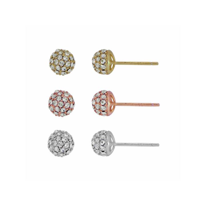 White Crystal Sterling Silver Gold Over Silver Earring Sets