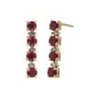Limited Quantities Lead Glass-filled Ruby And 1/10 Ct. T.w. Diamond Linear Earrings