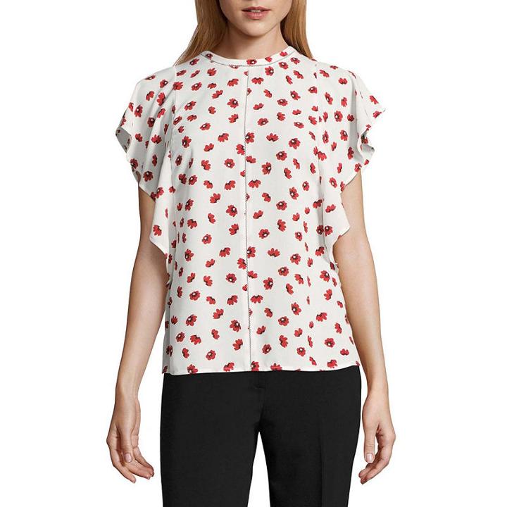 Worthington Short Sleeve Woven Blouse - Tall