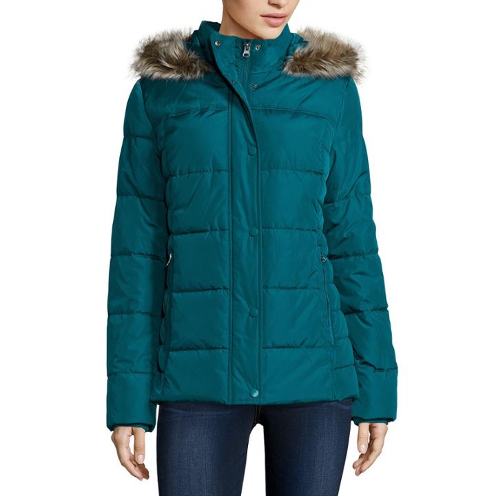St. Johns Bay Faux-fur Trim Puffer Coat